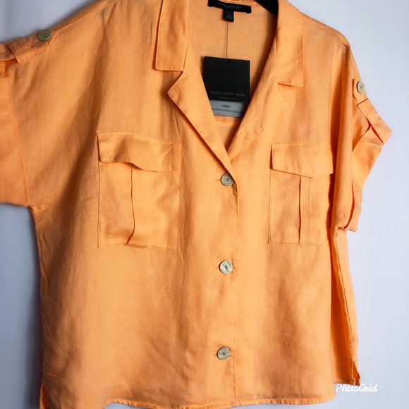 Marc New York Linen Short Sleeve Orange Shirt. Size XL. Classy - Picture 5 of 8
